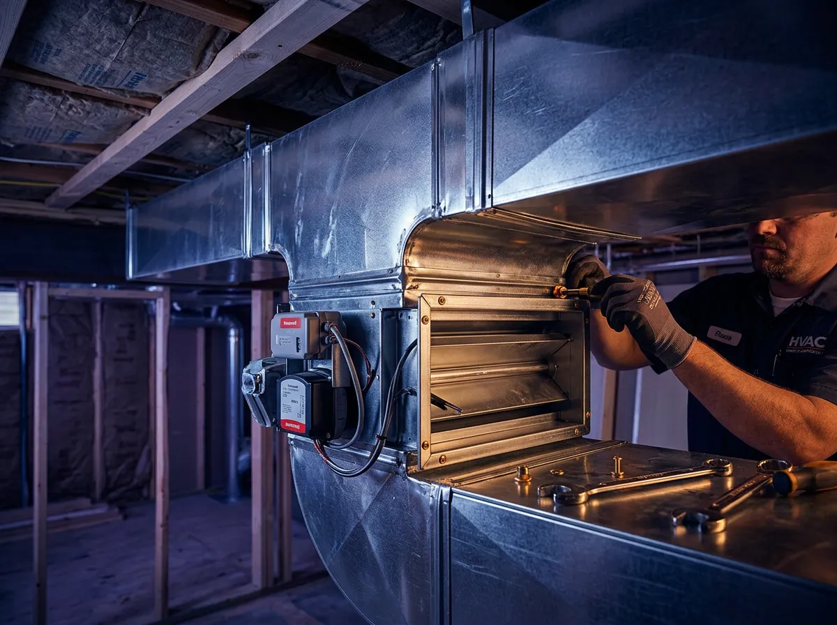 Custom ductwork fabrication and multi-zone HVAC dampers in Denver residence