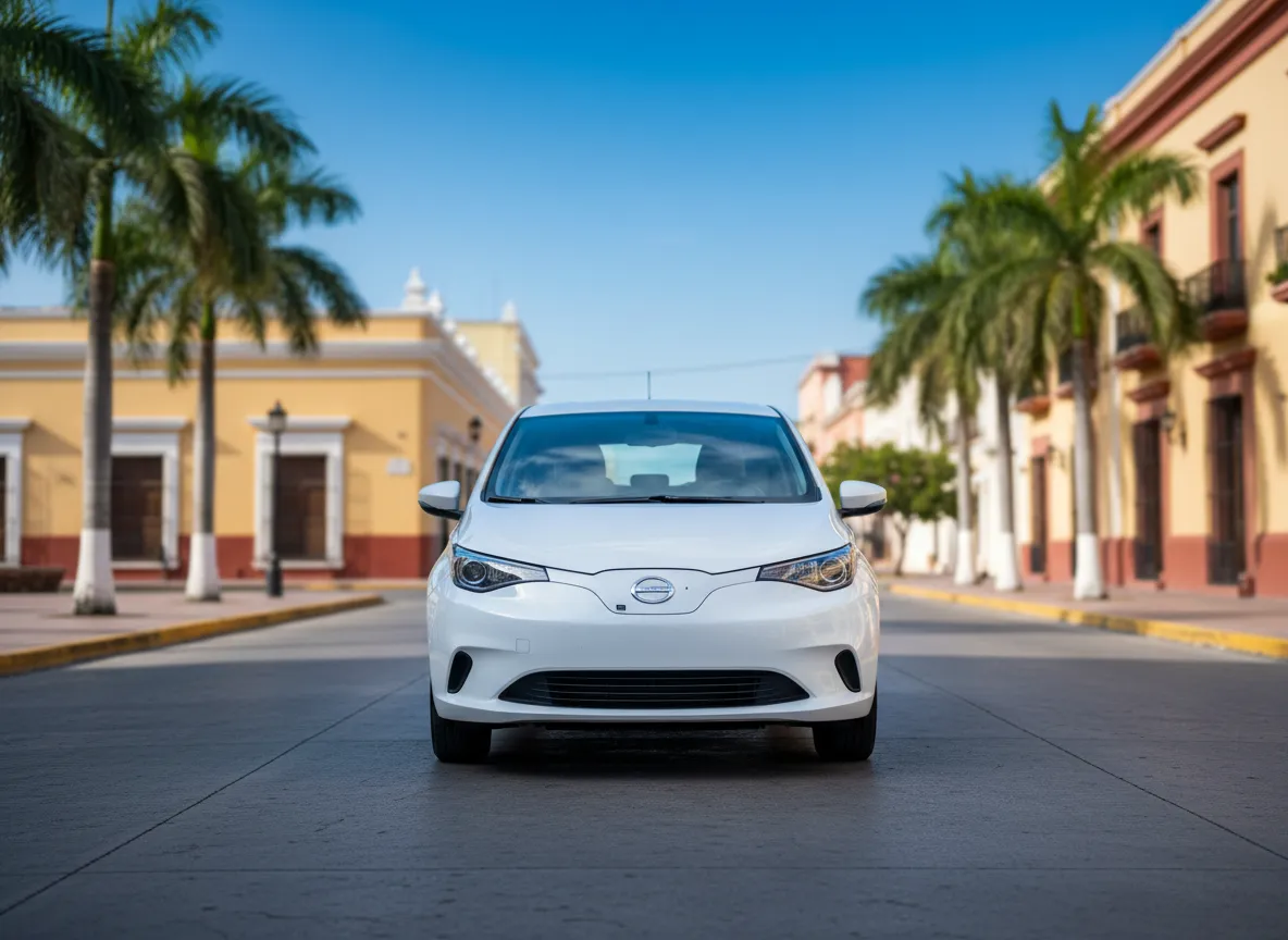 Modern rental cars parked in Mérida, Yucatán