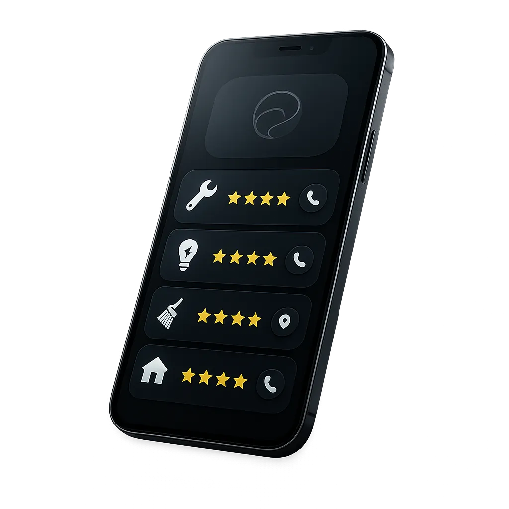 ChatGPT mobile mockup showing local service recommendations and AI visibility audit comparison