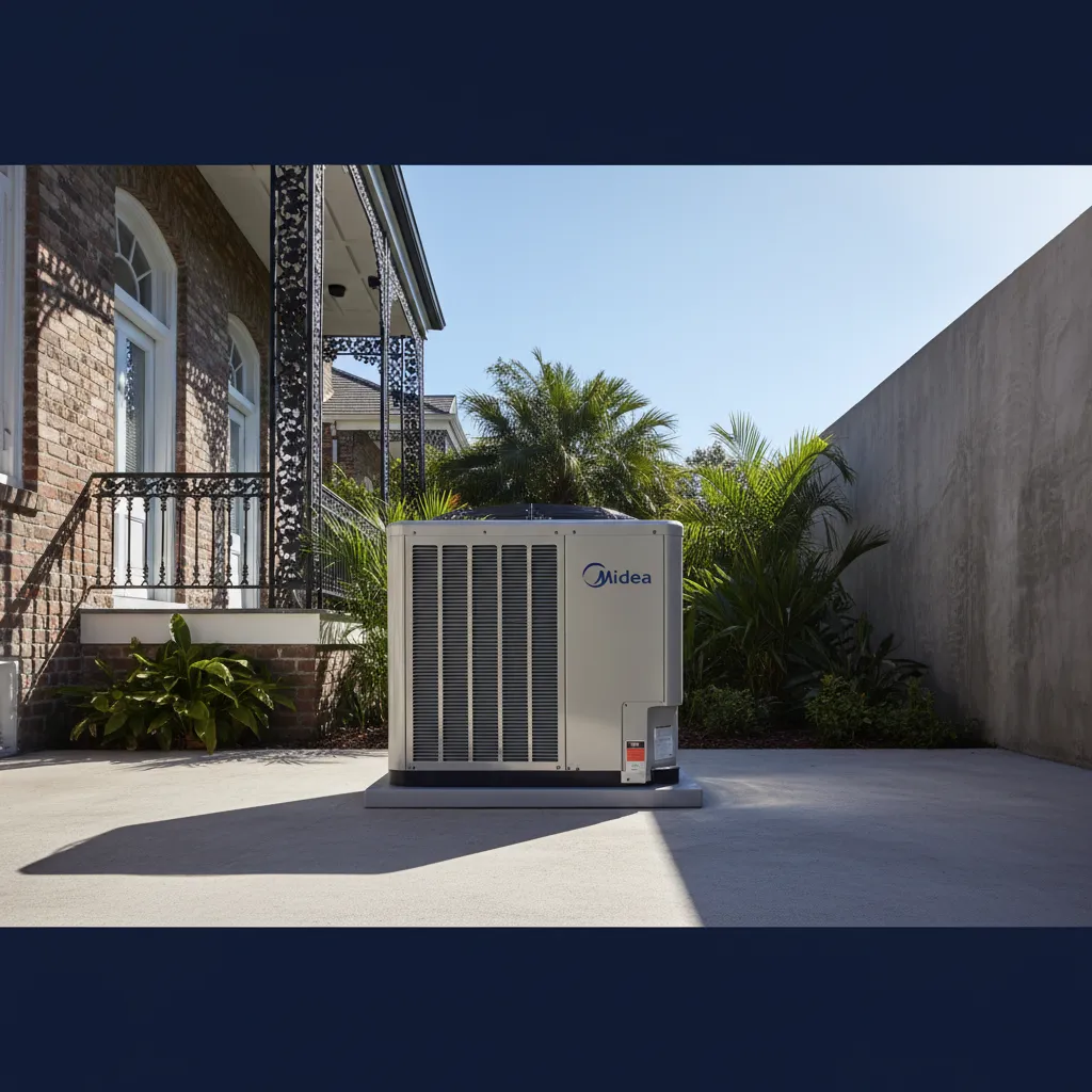Clean Midea HVAC hardware showcasing modern engineering