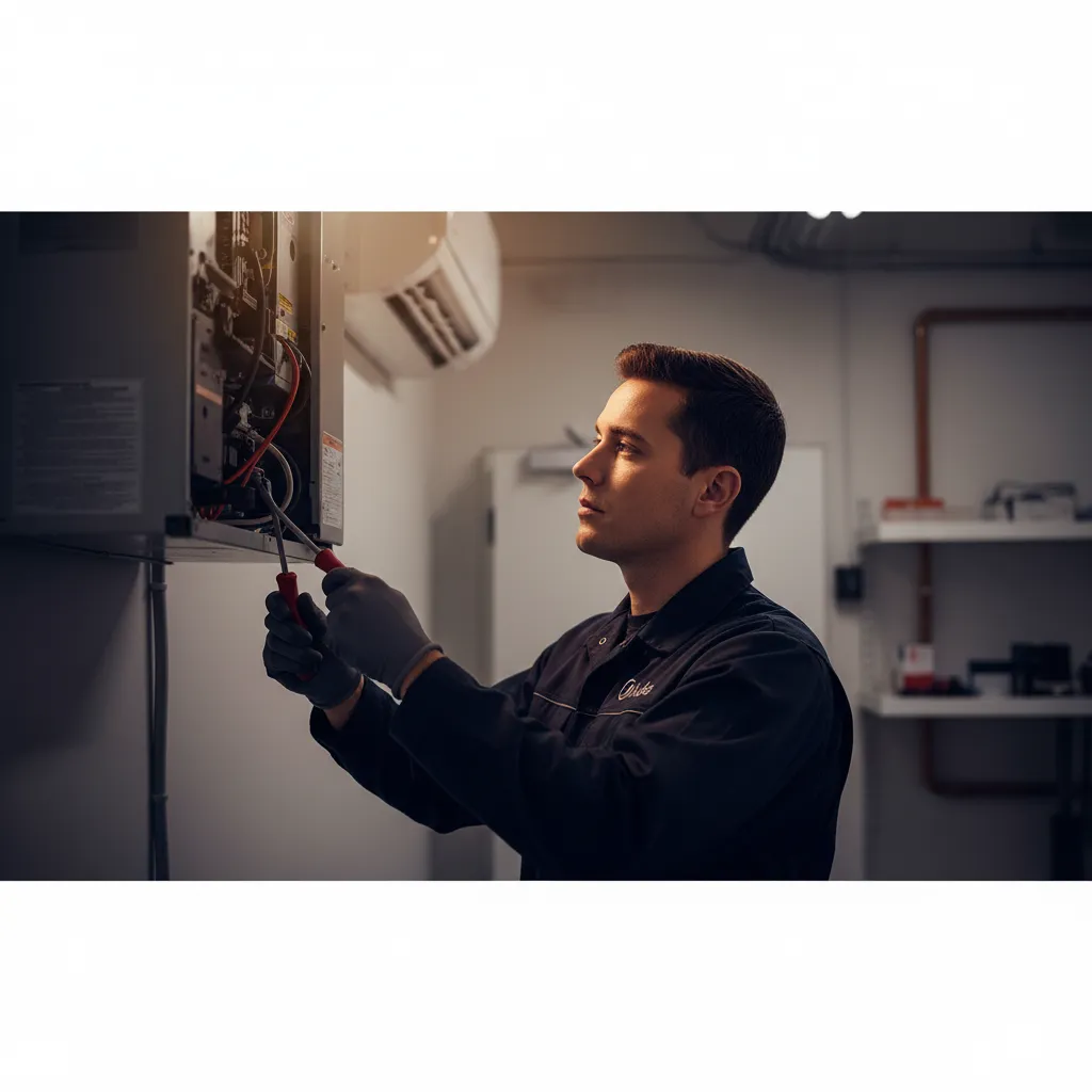 Expert De Li's technician working on a Midea unit