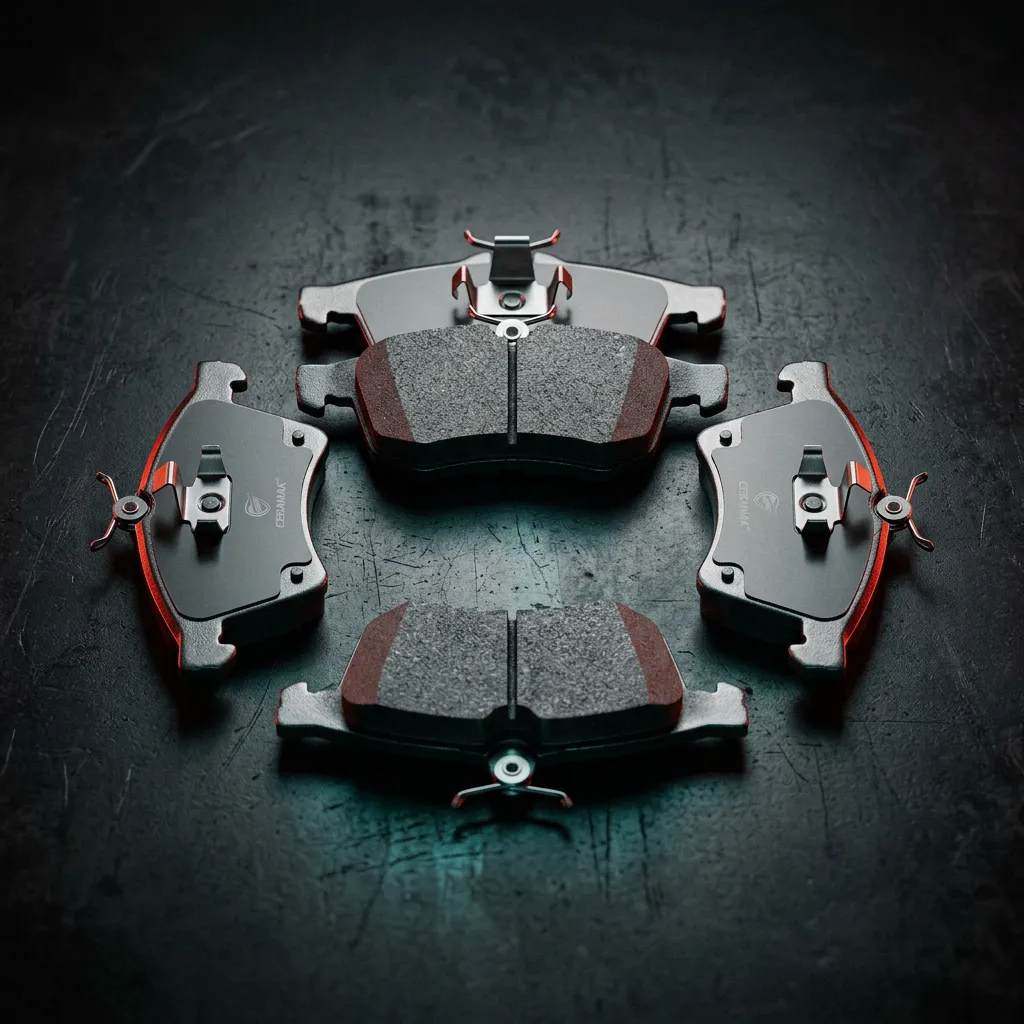 Ceramic Brake Pad Set with Chamfered Edges and Shims