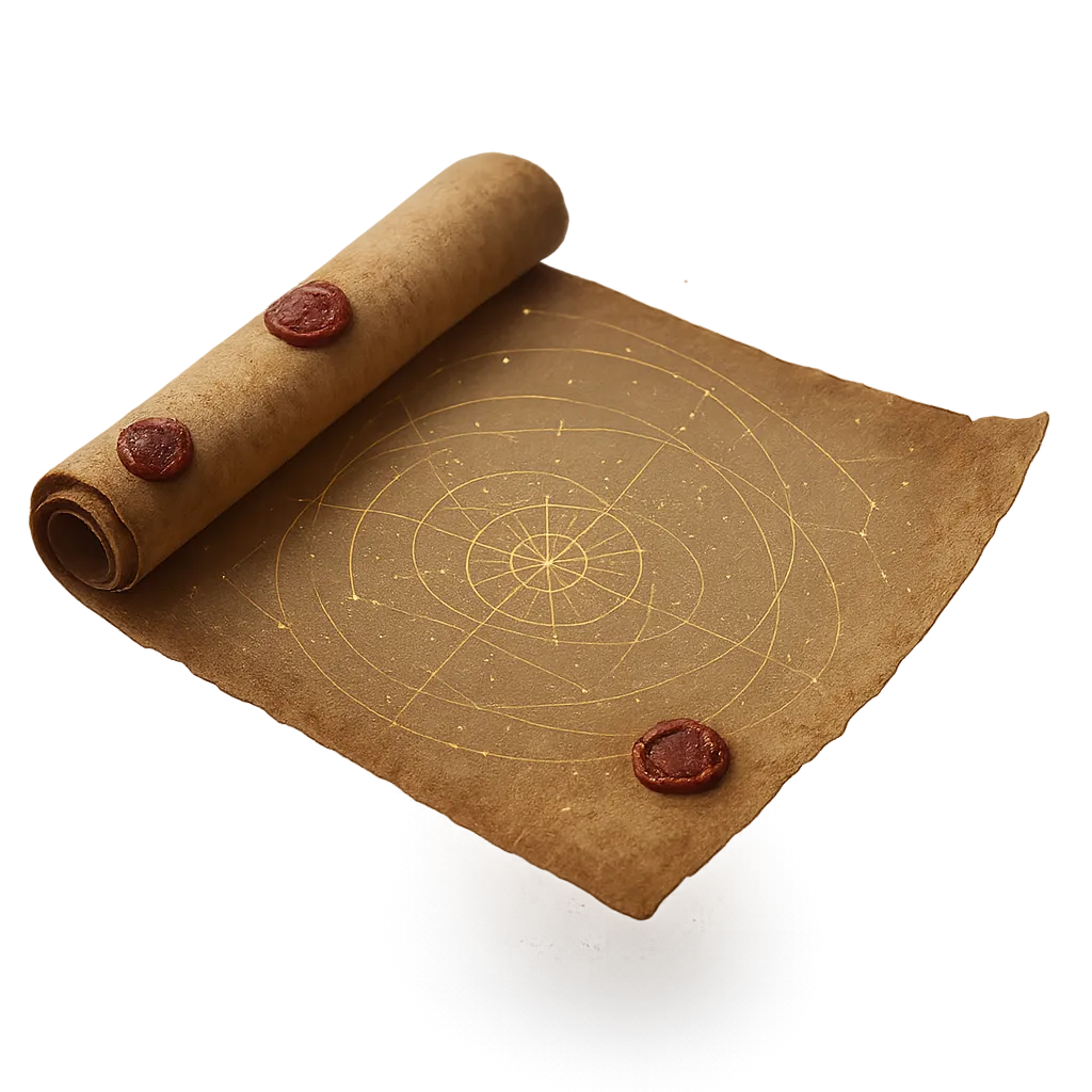 Floating ancient parchment map of the dark fantasy realm