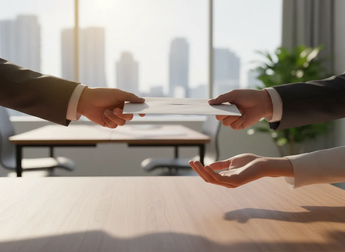 Cash or check being handed to seller at closing