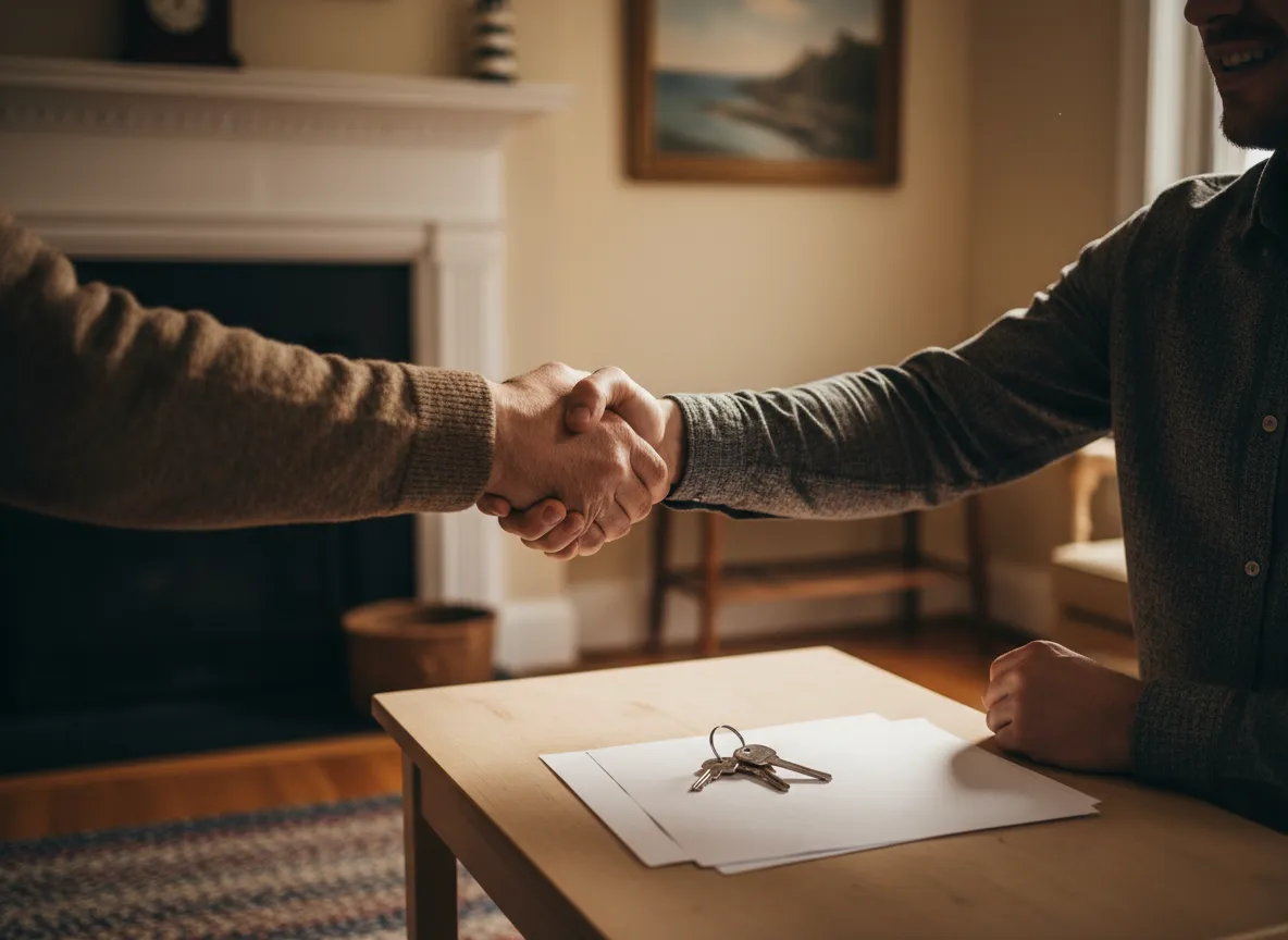 Handshake agreement between homeowner and investor