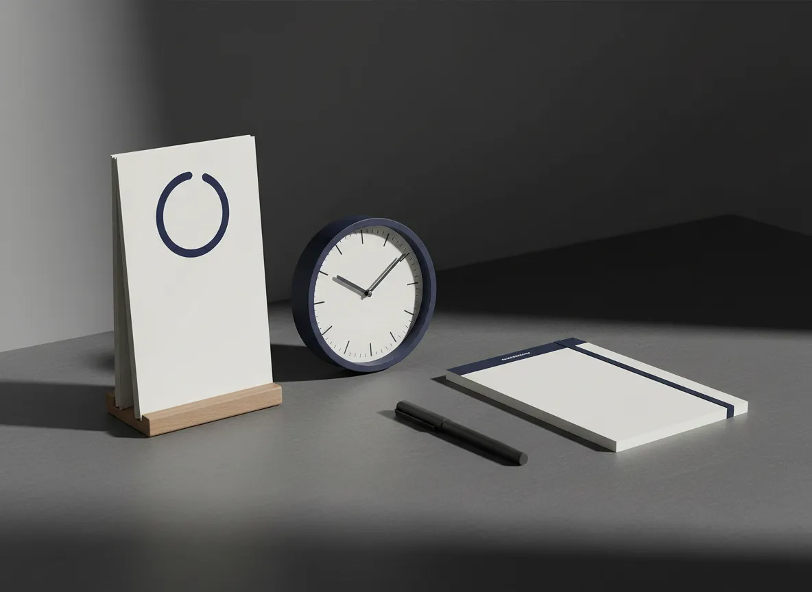 Calendar and clock on a desk