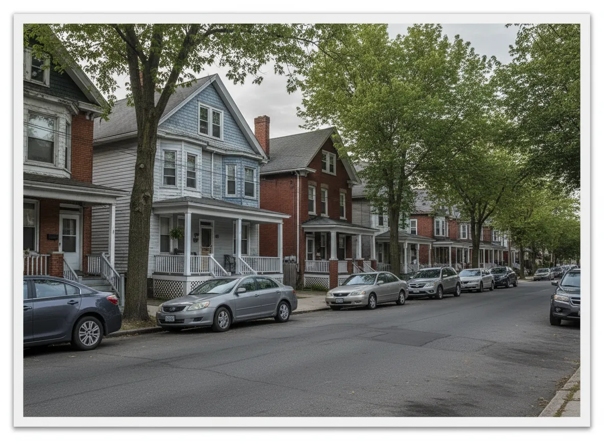 Pawtucket, RI residential street where we buy houses