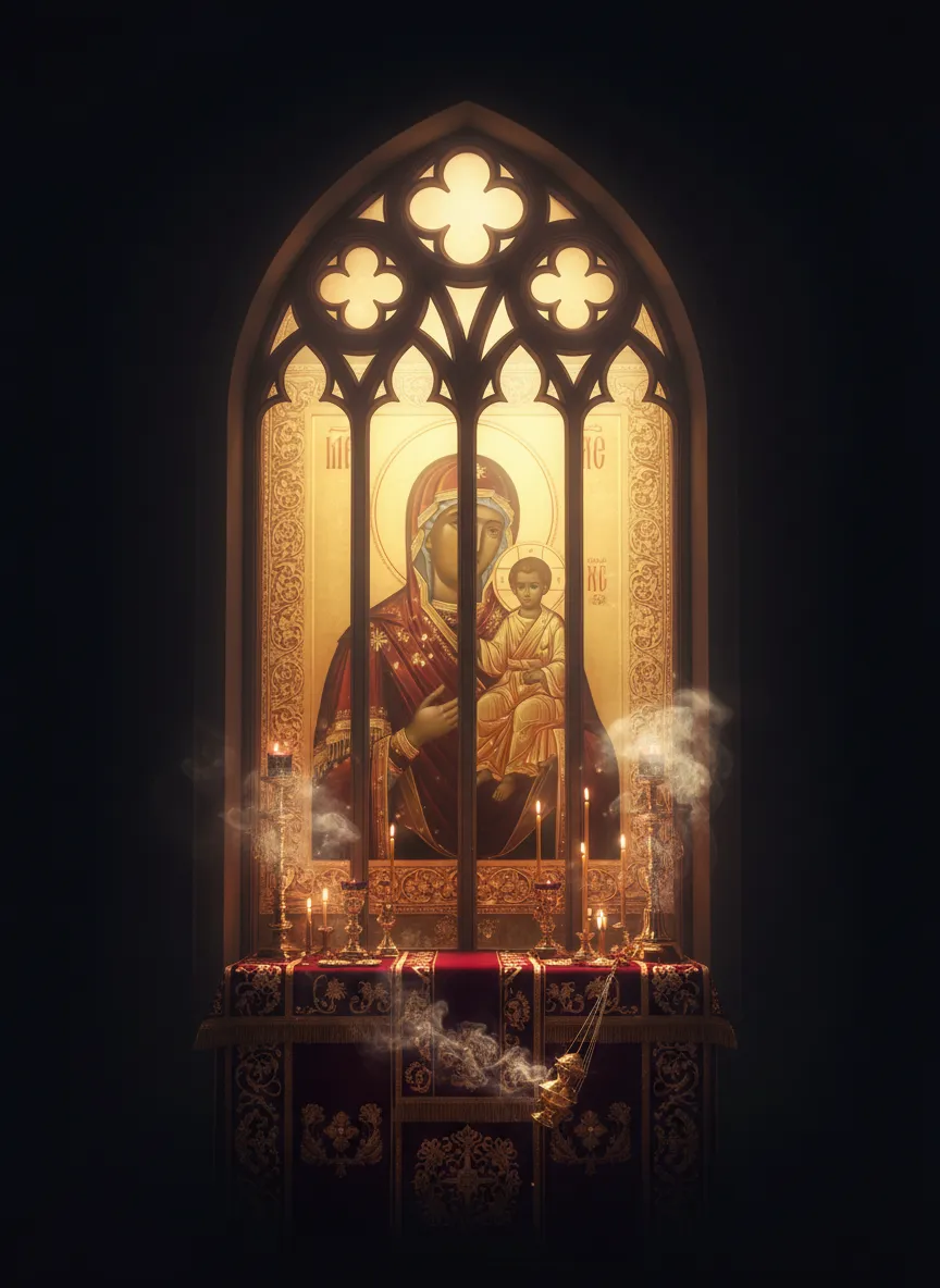 A beautiful Orthodox motif within a sacred arch frame
