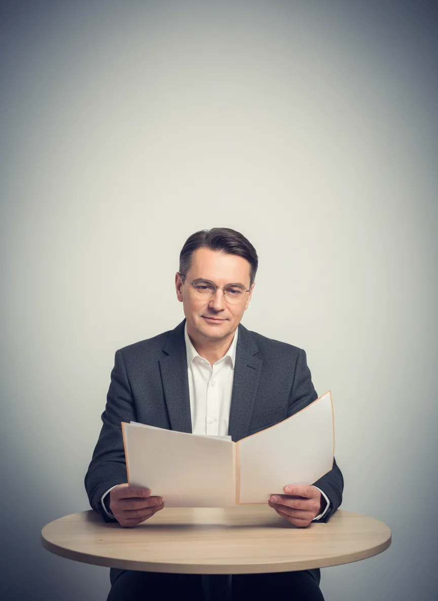Professional reviewing documents