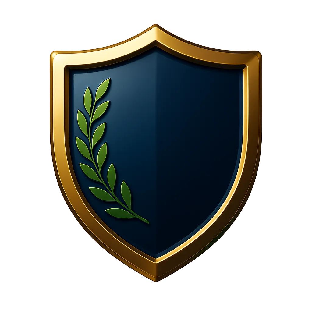 Metallic trust shield and accreditation emblem