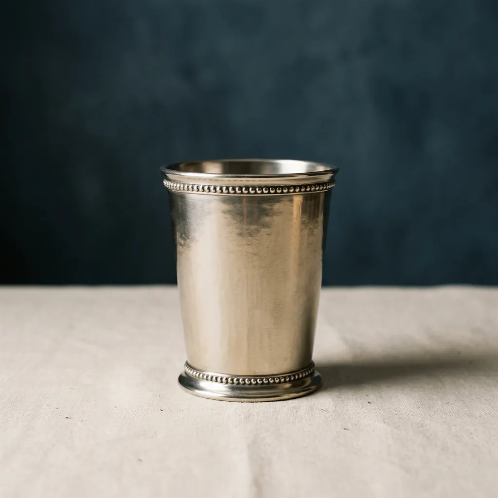 Solid Carolina Pewter Mint Julep Cup with polished beaded rim