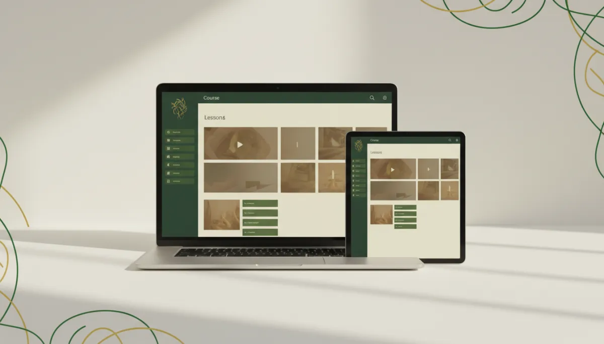 Foundations: Your First 6 Weeks course mockup on laptop and tablet