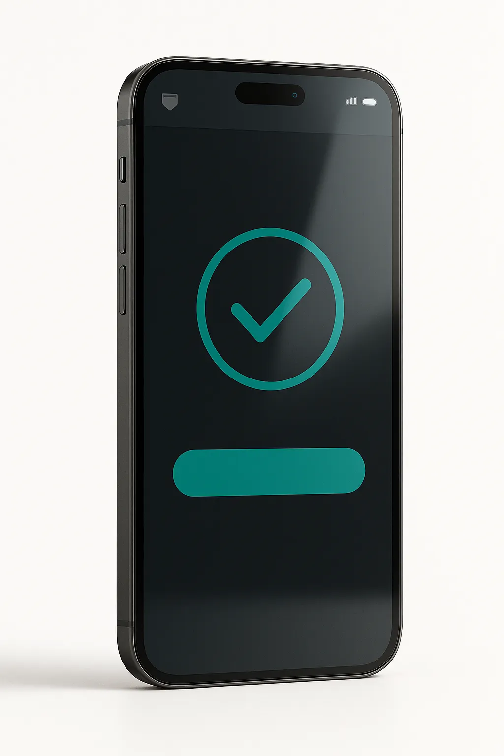 Mobile payment confirmation UI with subtle teal accents