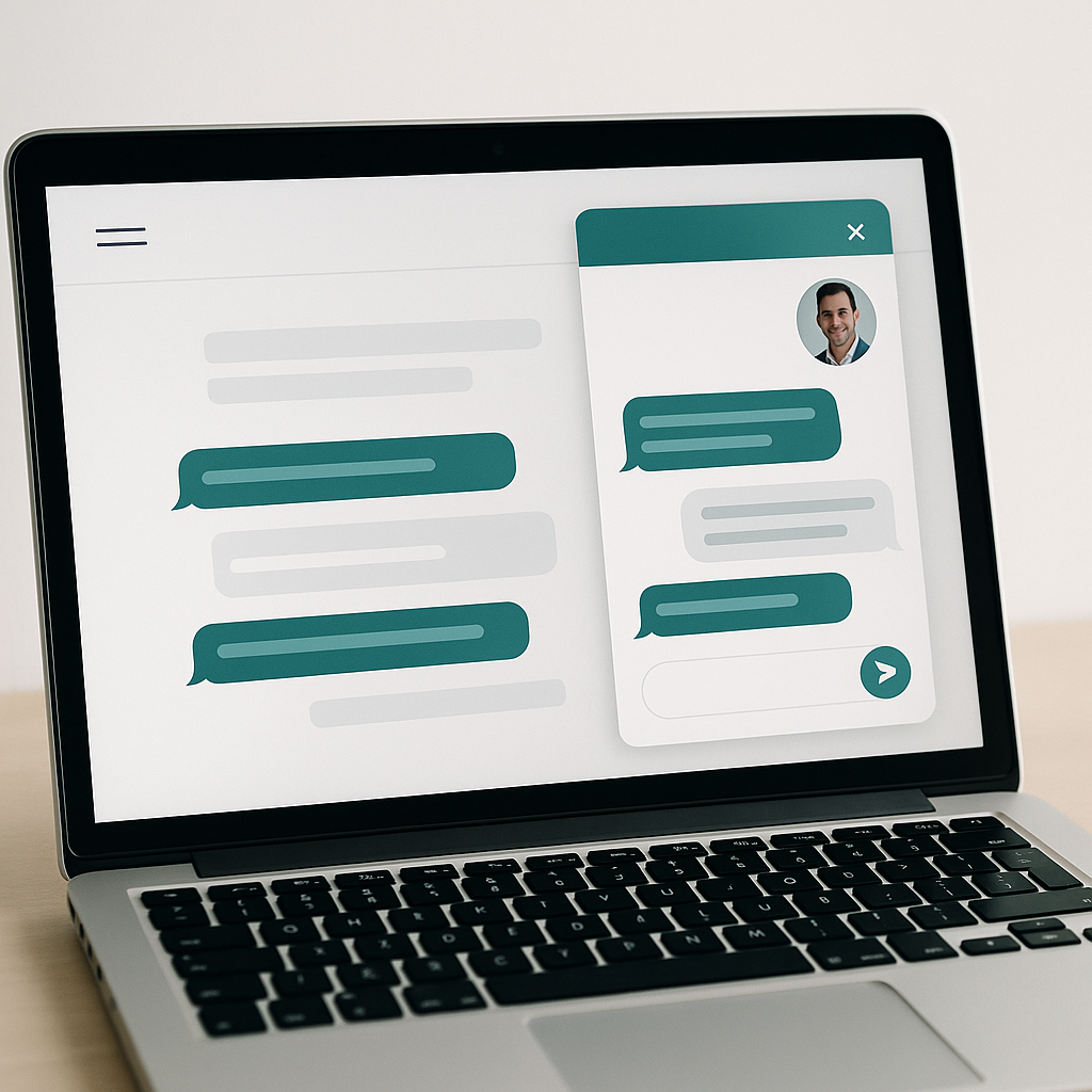 CRM pipeline interface on desktop, clean and professional