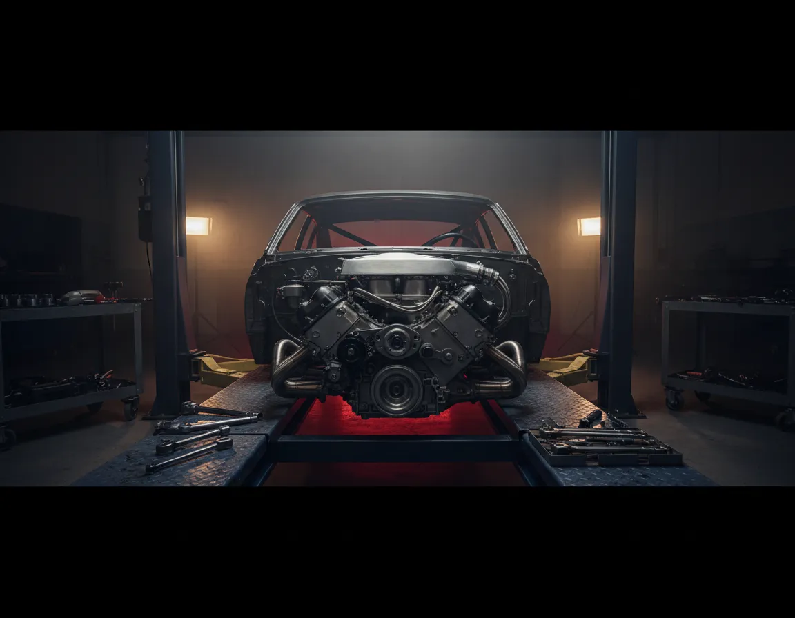 Desaturated mechanical style custom automotive project build