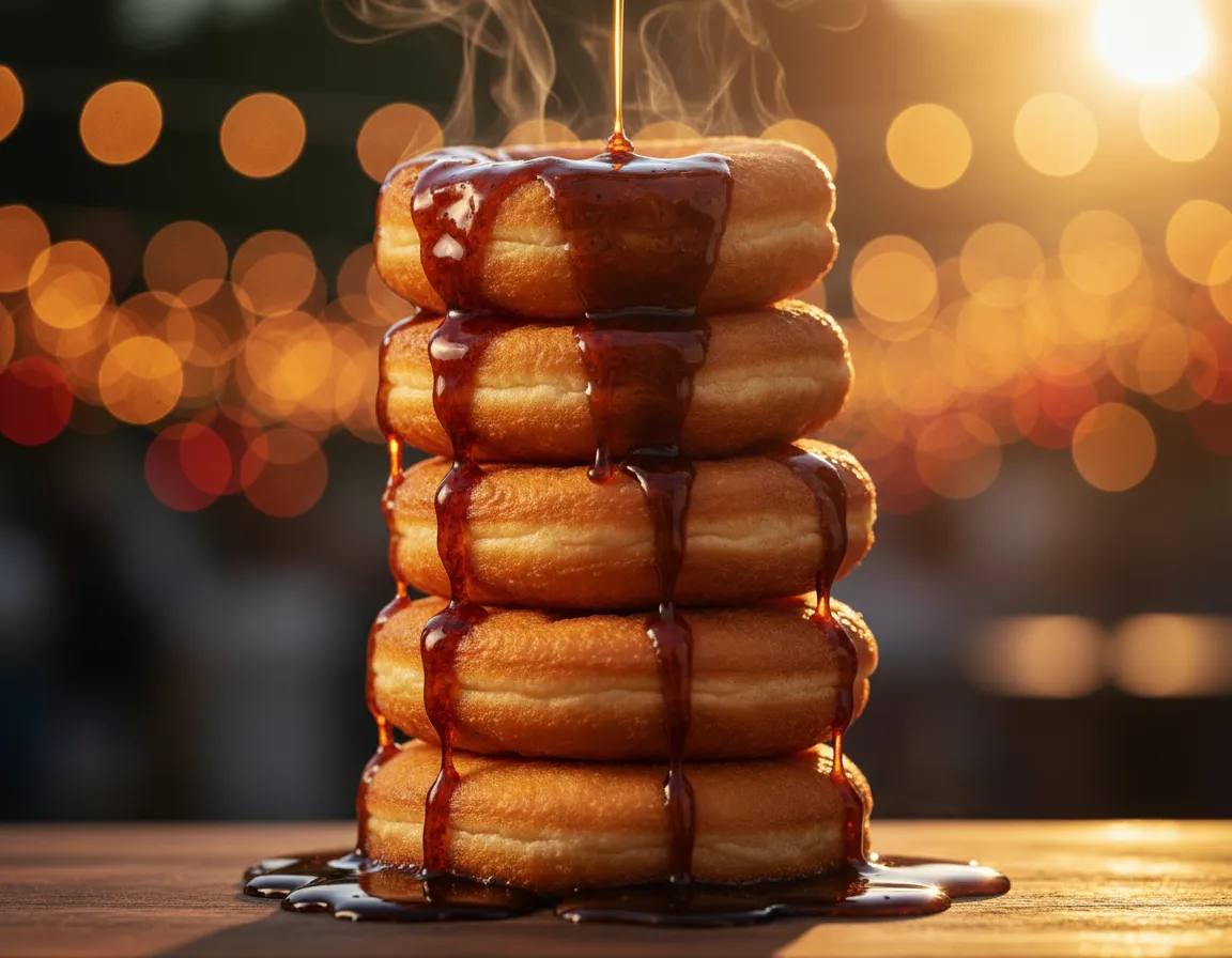 Macro photo of crispy Picarones sweet potato doughnuts