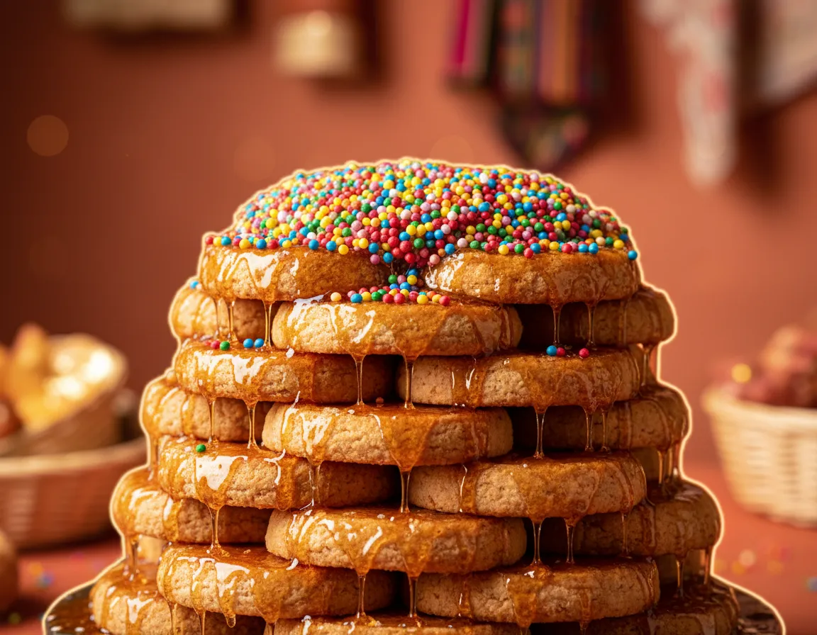 Macro photo of Turrón with anise, honey and sprinkles