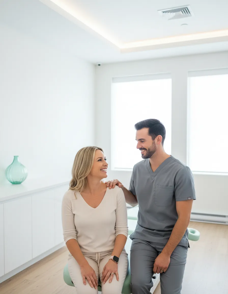 Bright, high-key photograph of the AquaSpine clinic environment