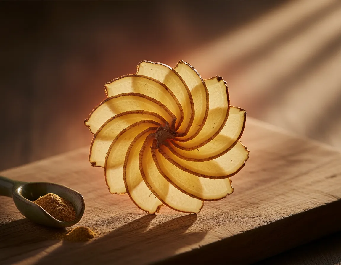 Fresh ginger root on a natural wooden surface