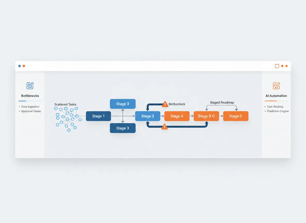 Workflow map dashboard mockup for The Operator’s AI Diagnostic
