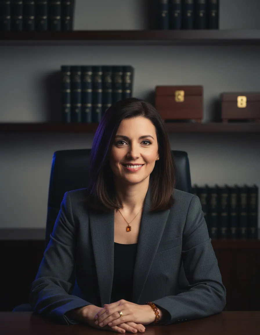 Clarissa in a warm professional setting, editorial framed photo