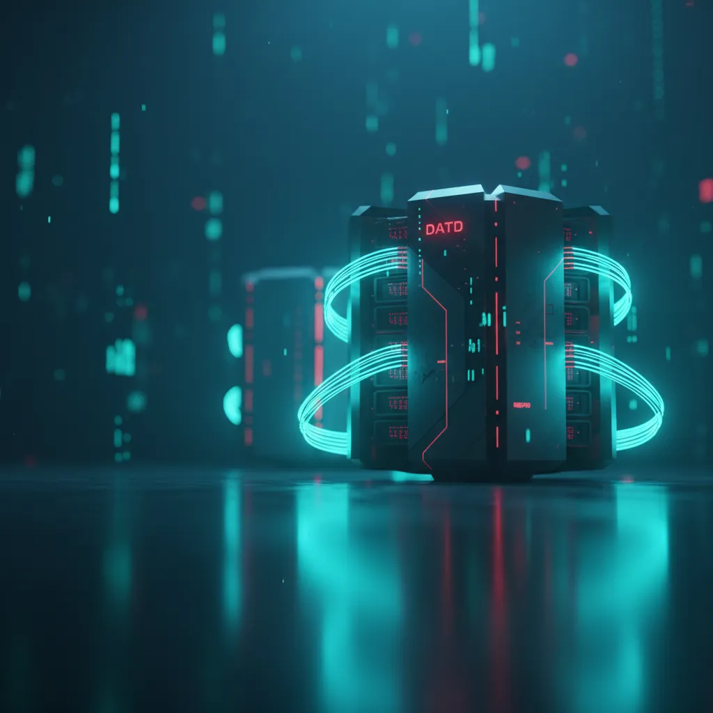 Représentation abstraite et futuriste de serveurs web sécurisés