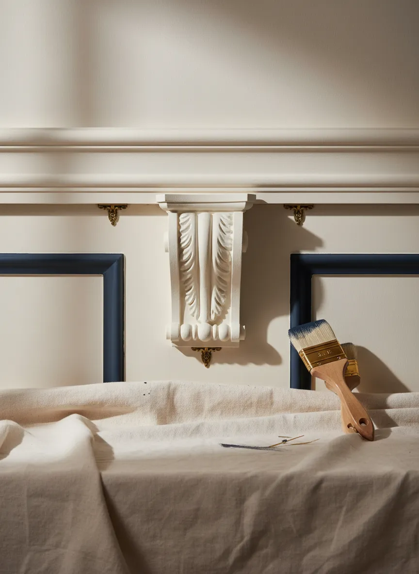High-end architectural detail showing premium paint finish