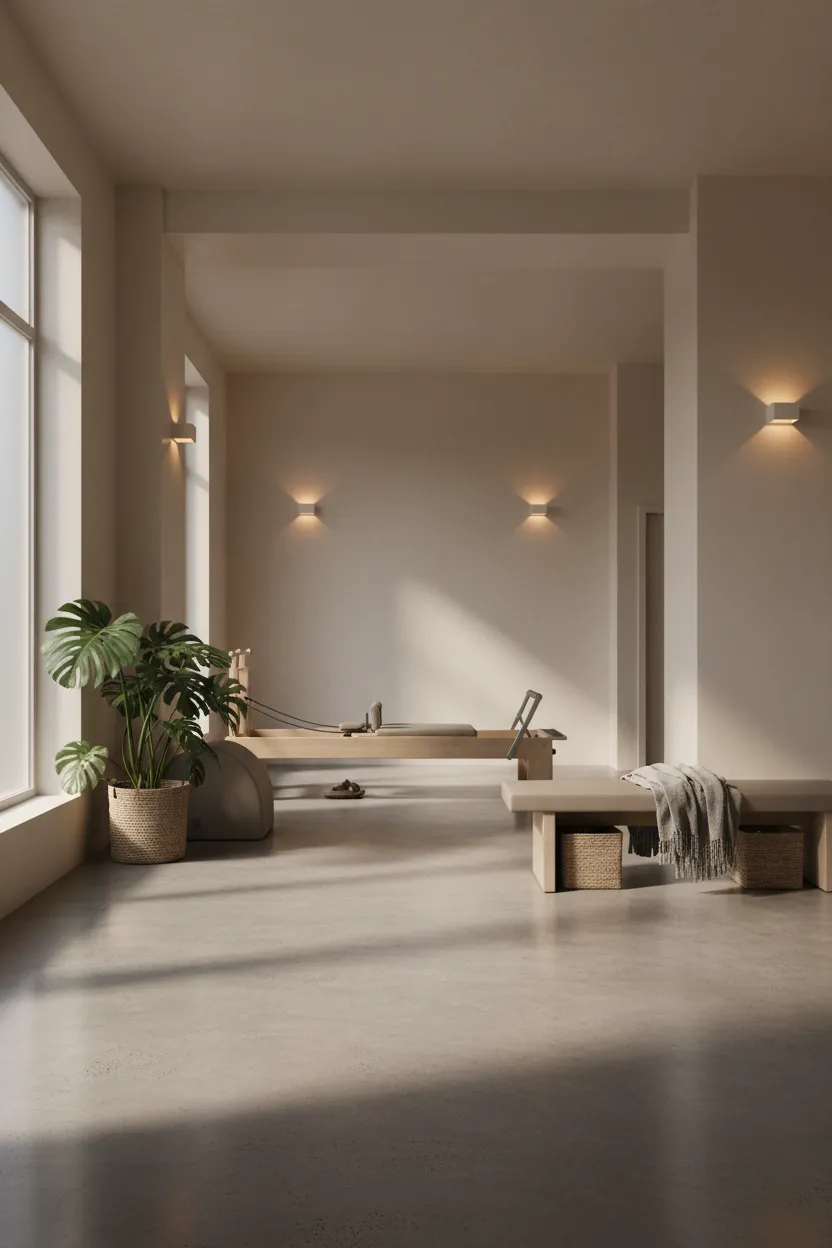 Interior sereno de SYZYGY Pilates Studio con luz natural