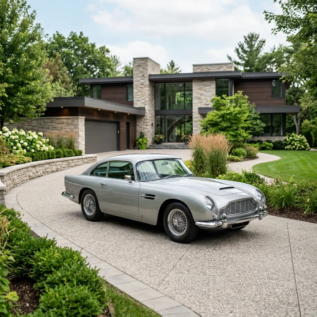 Pristine luxury sports car parked in scenic mountain road