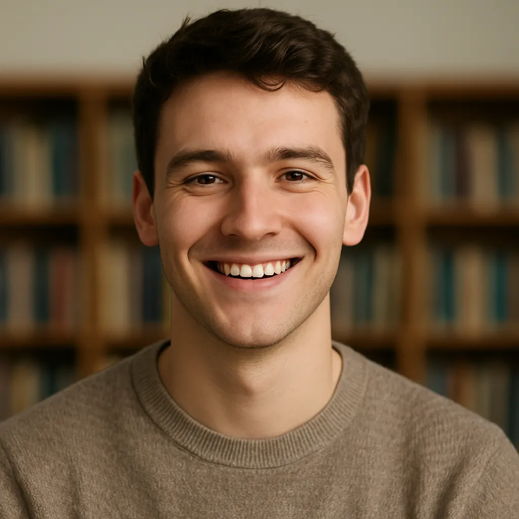 Smiling male student testimonial avatar - Luis M.