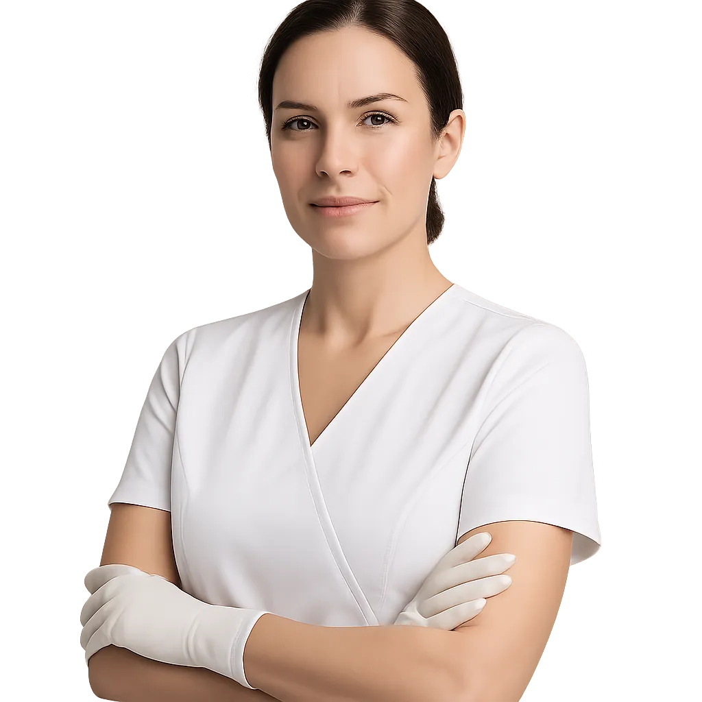 Retrato de esteticista profesional para sección hero