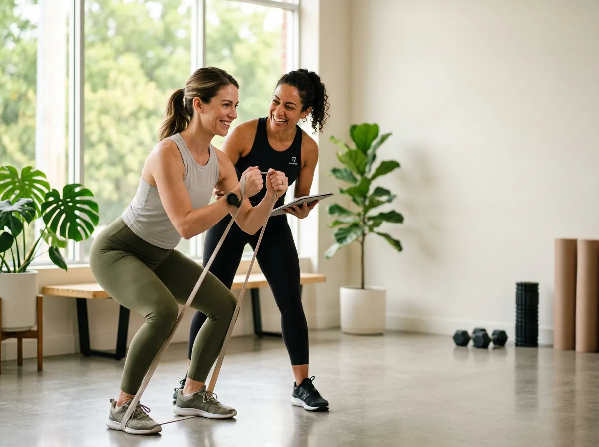 Woman working toward health goals with a coach