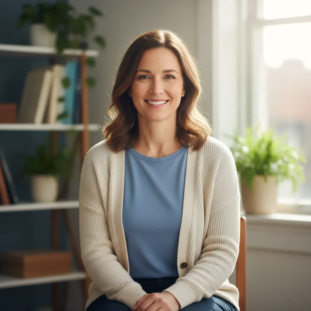 Friendly course instructor smiling at camera