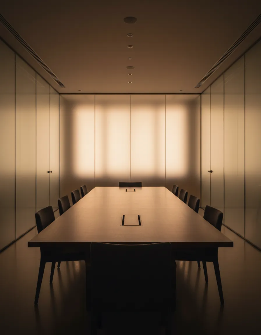 Structured boardroom environment depicting operational transparency