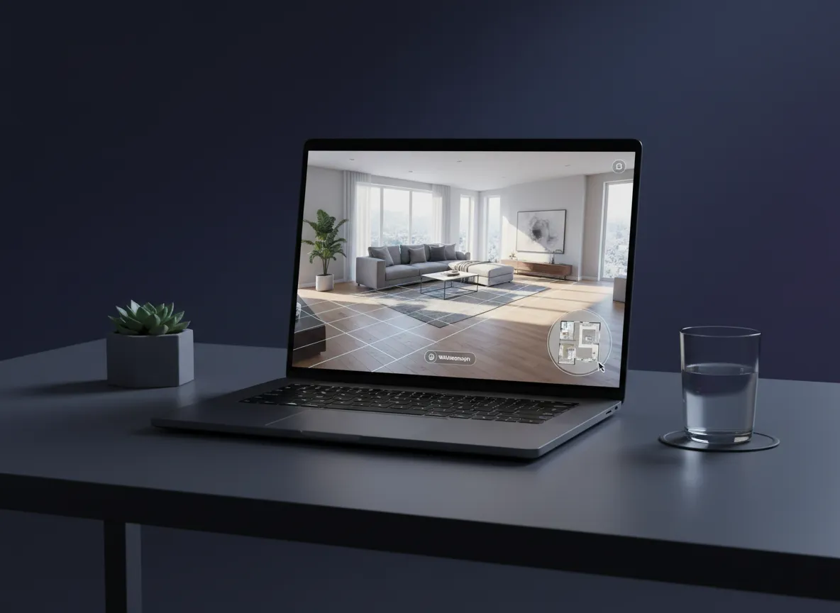 the Niagara Region 3D virtual tour interface on a laptop