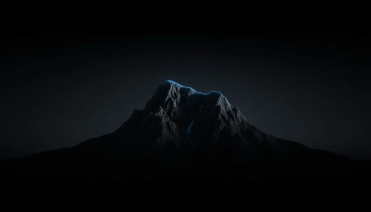 Dark cinematic mountain peak