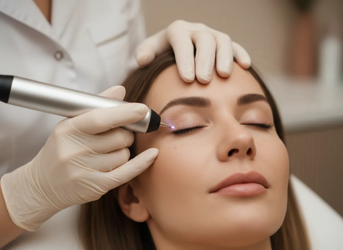 Behandlung Oberlid mit Plasma Pen