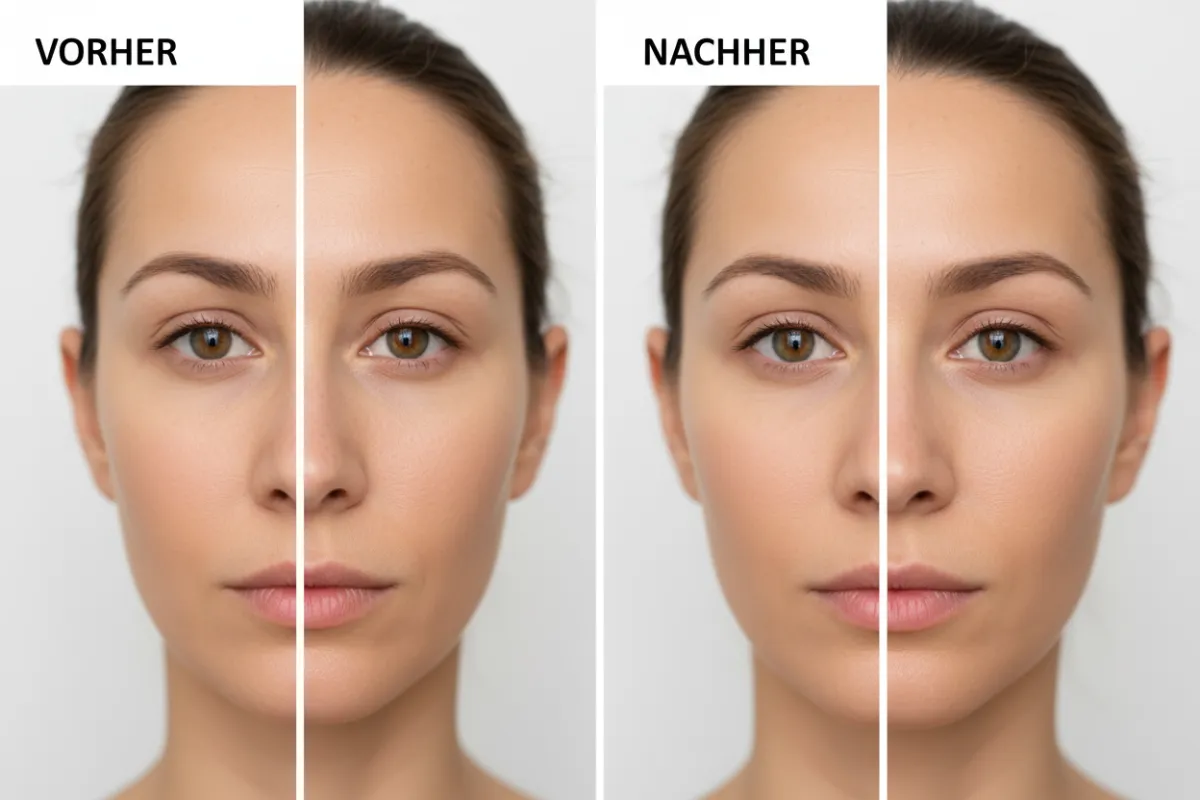 Vorher Nachher Plasma Pen Oberlid, mittlere Ausprägung