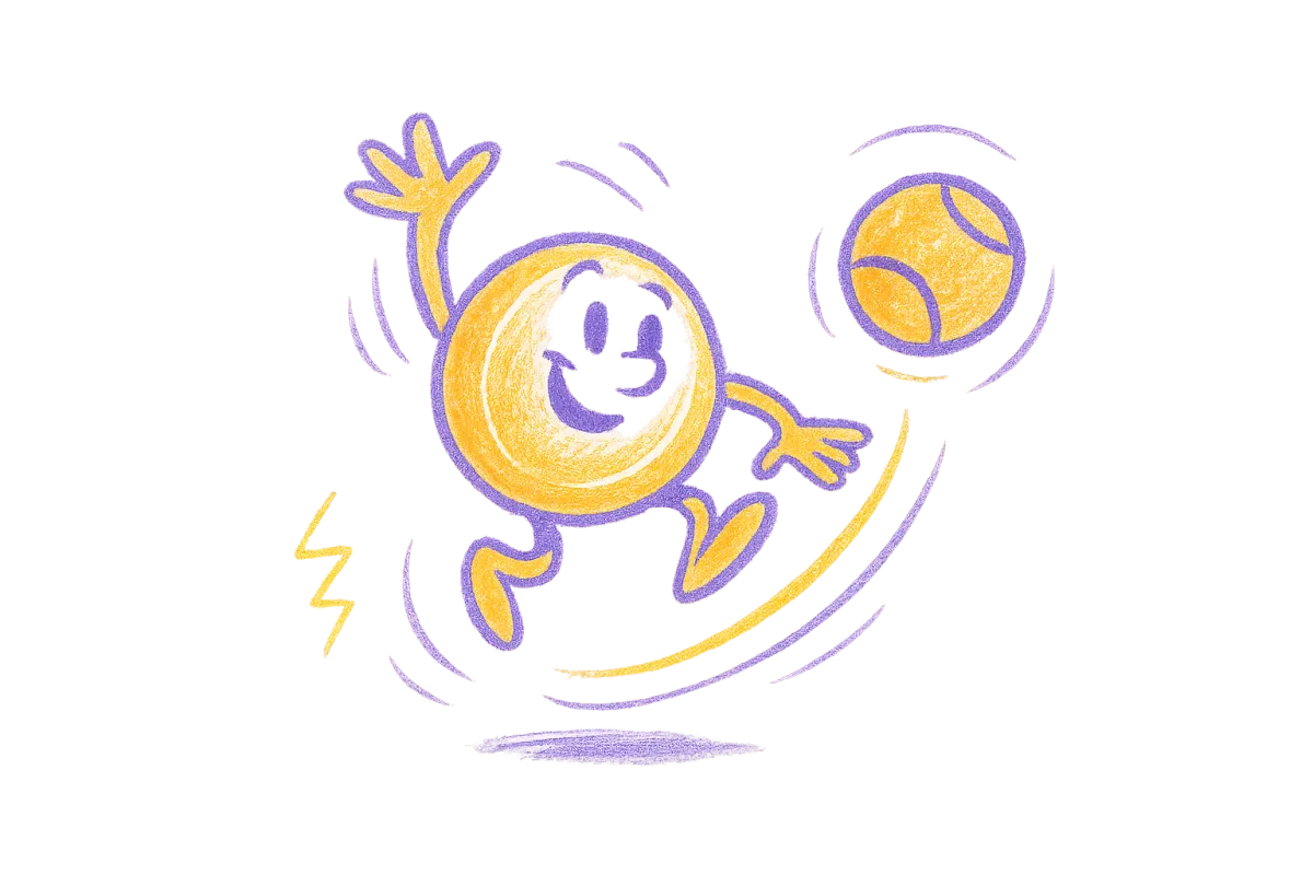 Illustration of a bouncing ball demonstrating physics