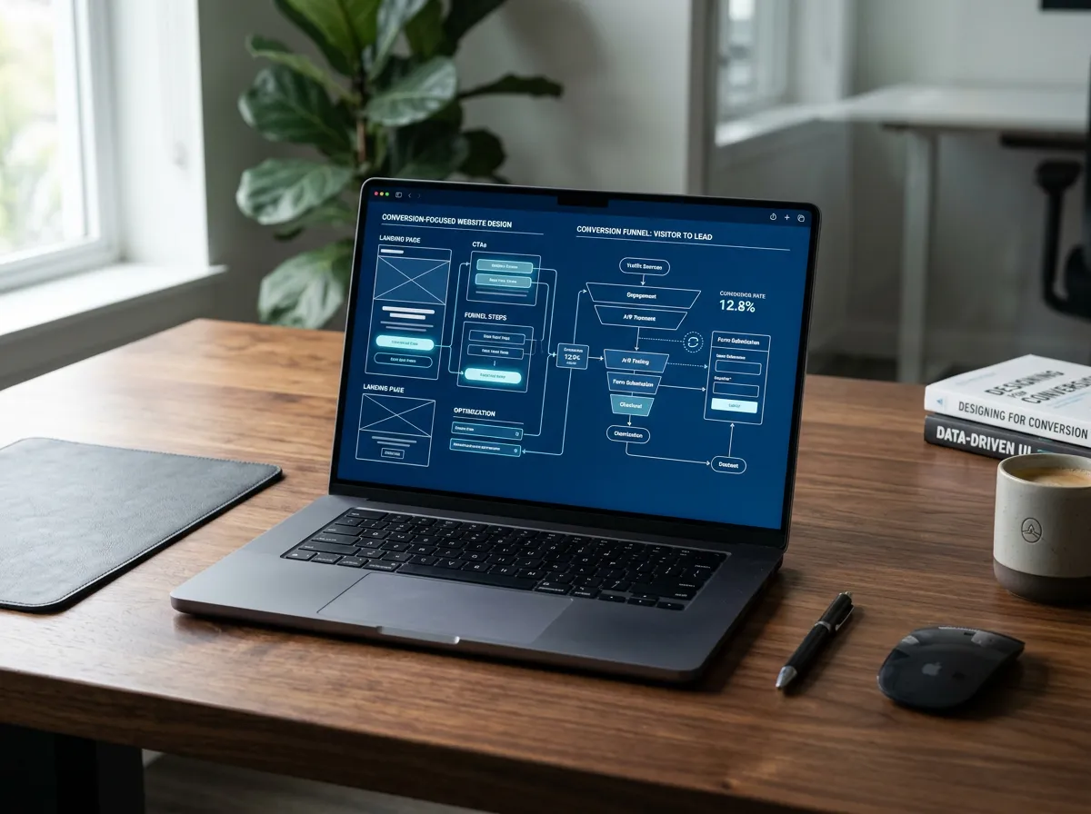Conversion Rate Optimization Wireframe and High-Converting Funnel Interface