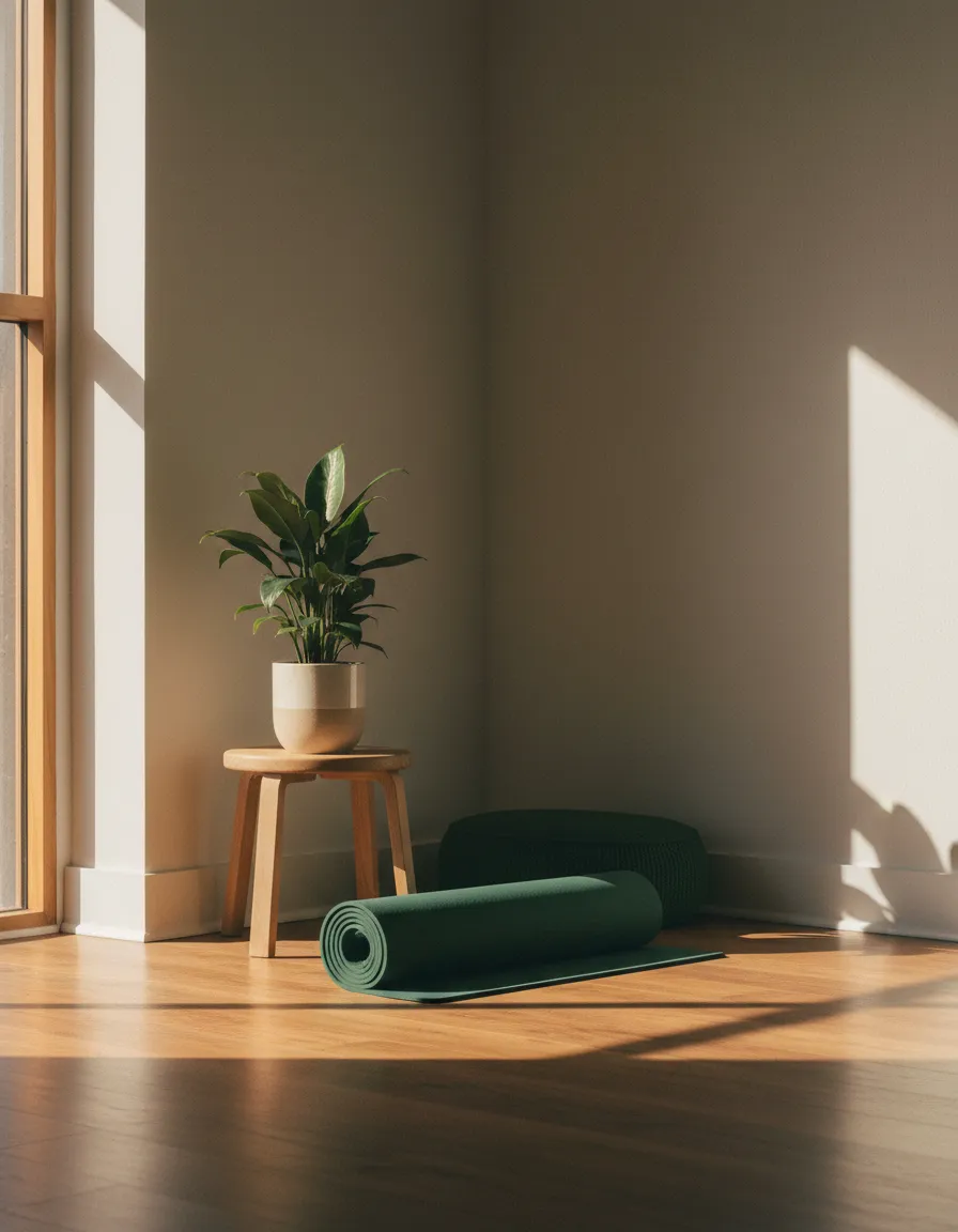 Atmospheric minimal setup representing clarity and grounded intention