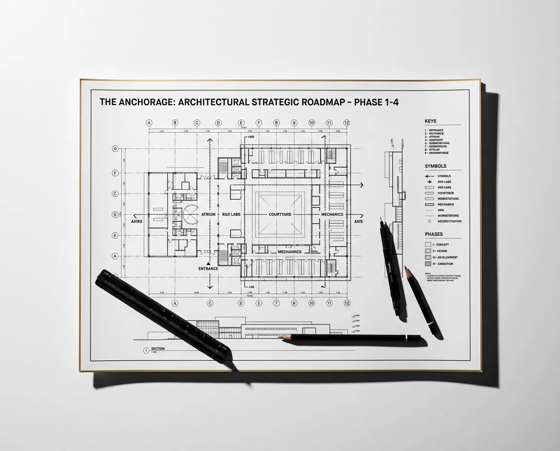 Stark visual roadmap blueprint illustrating complete book architecture and publishing framework