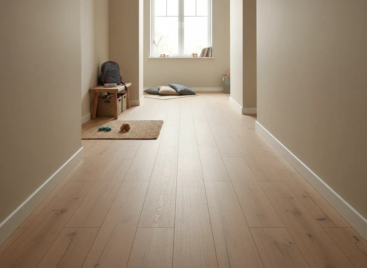 Laminate flooring in a bright hallway