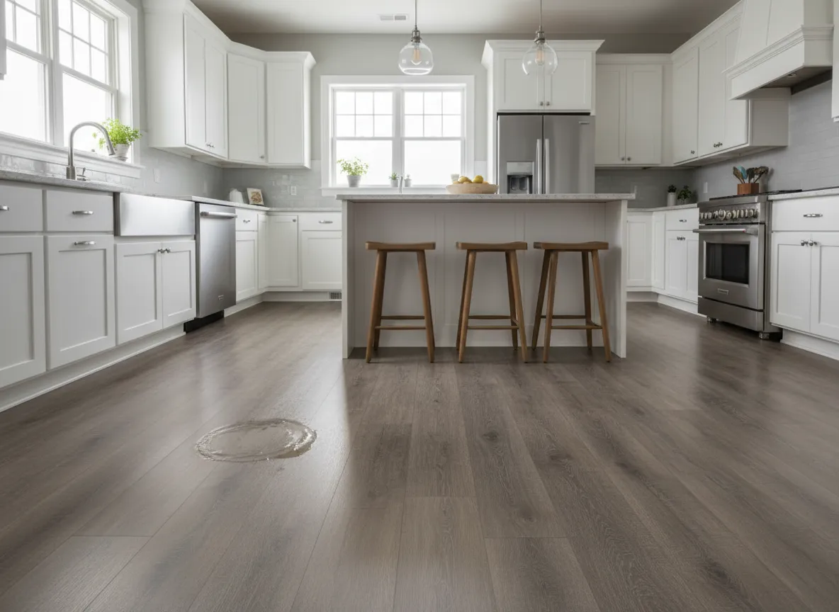 Luxury vinyl flooring in a modern kitchen
