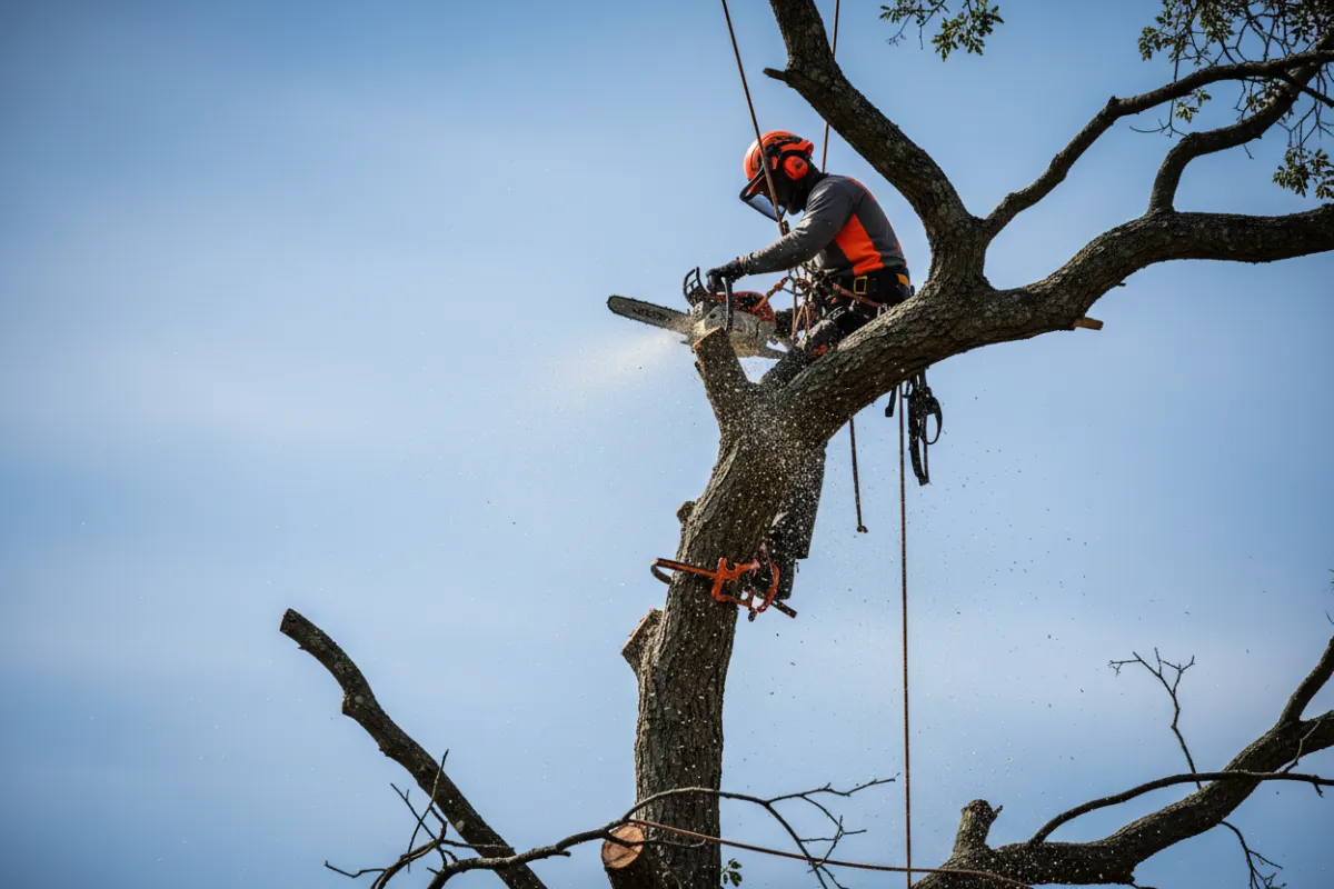Tree Service professional working on site