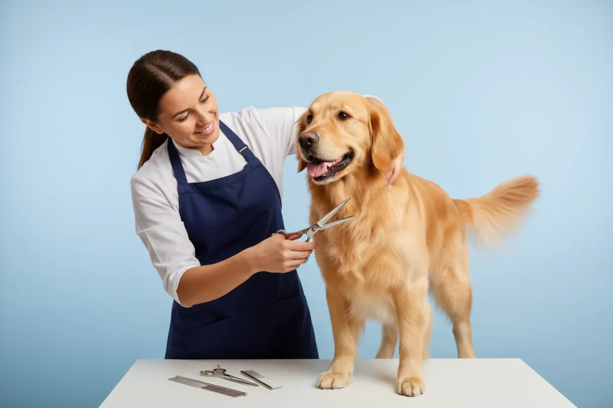 Dog Groomers professional working on site