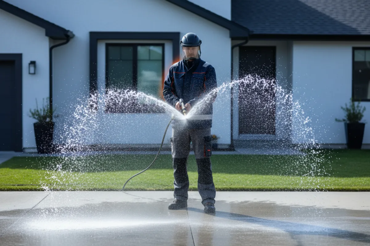 Pressure Washer professional working on site