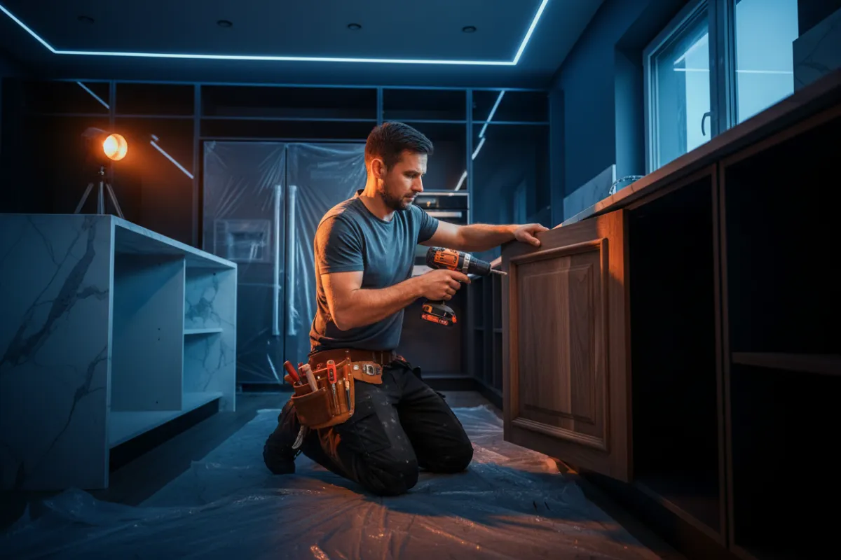 Remodeling professional working on site
