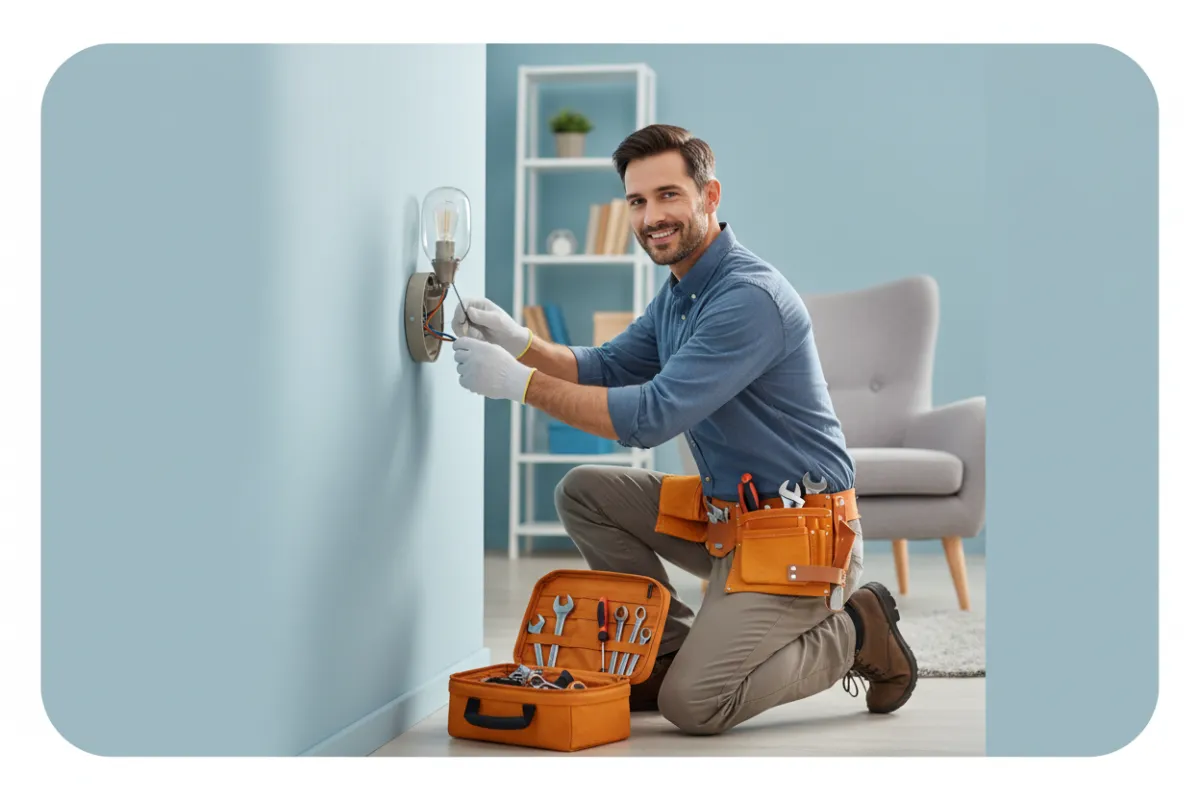 Handyman professional working on site