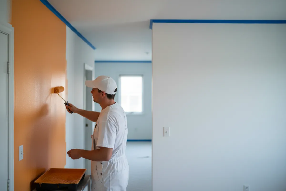 Painters professional working on site